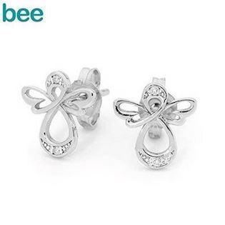 Bee Jewelry Angel 925 Sterling Silver Stud Earrings, model 35594CZ
